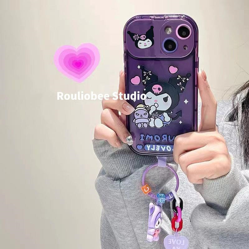 紫洛米化妝鏡卡通吊墜iPhone14手機殼