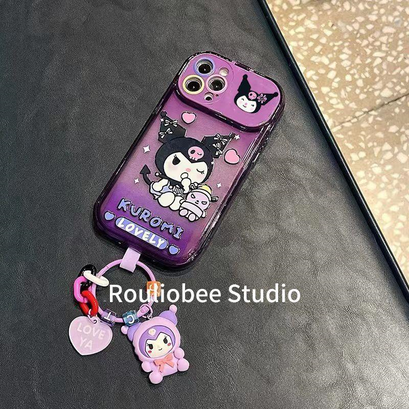 紫洛米化妝鏡卡通吊墜iPhone14手機殼