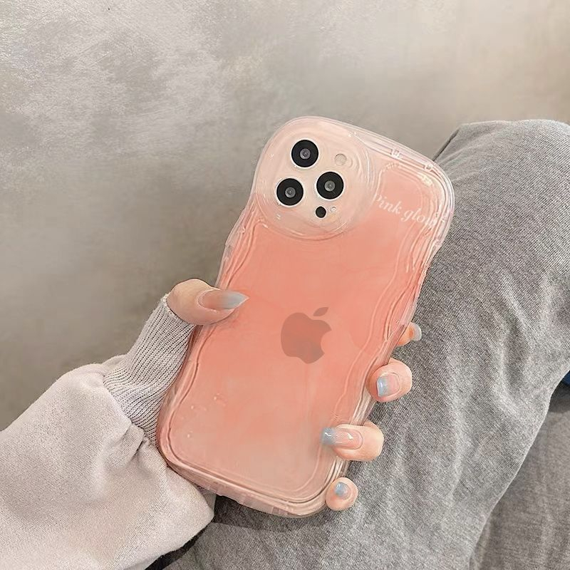 粉紅暈染波浪紋手機殼【適用蘋果】