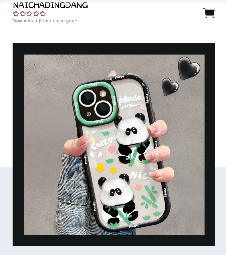 新款立體熊貓公仔手機殼蘋果