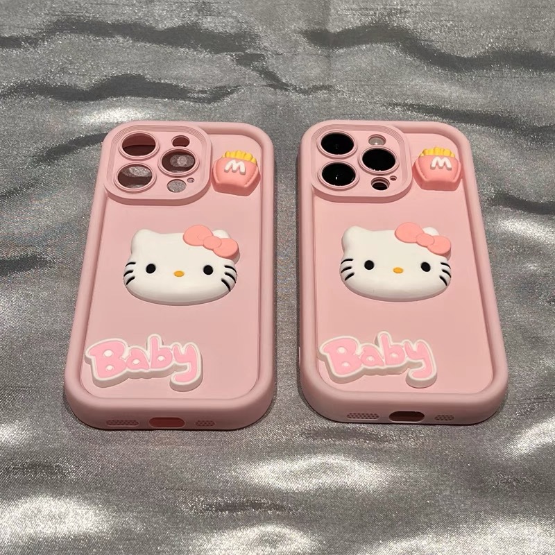可愛粉底立體kitty貓手機殼蘋果
