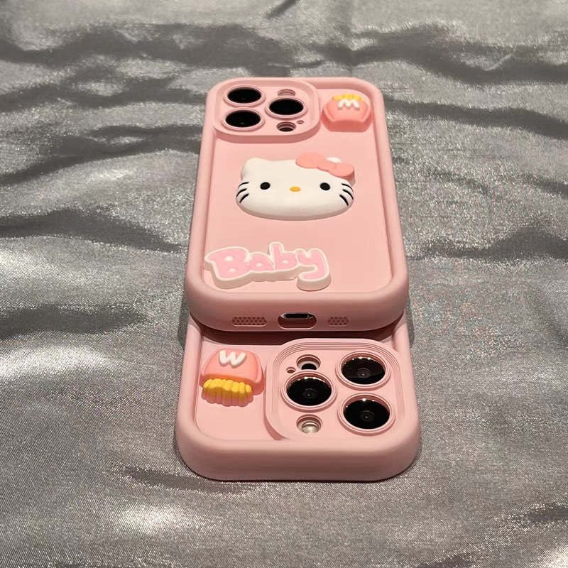 可愛粉底立體kitty貓手機殼蘋果