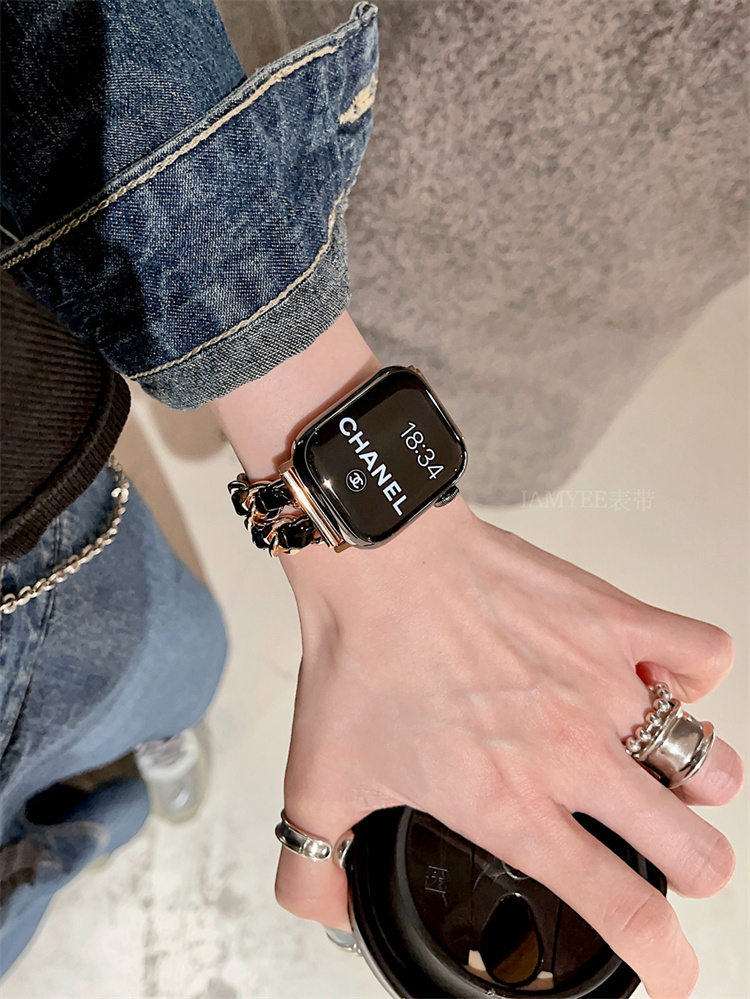 小香風金屬雙排鏈高級感iwatch 錶帶
