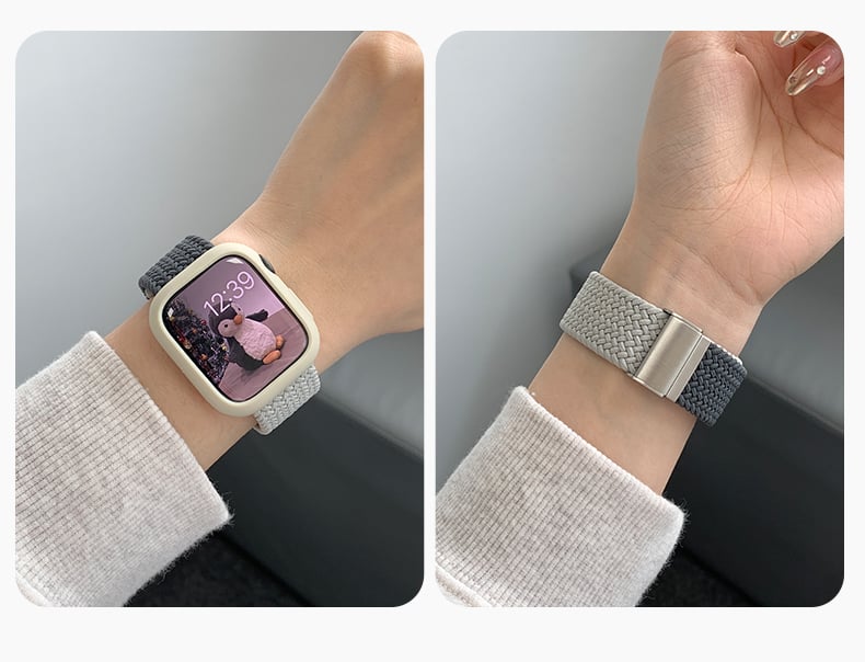 夏天尼龍雙色編織錶帶apple watch
