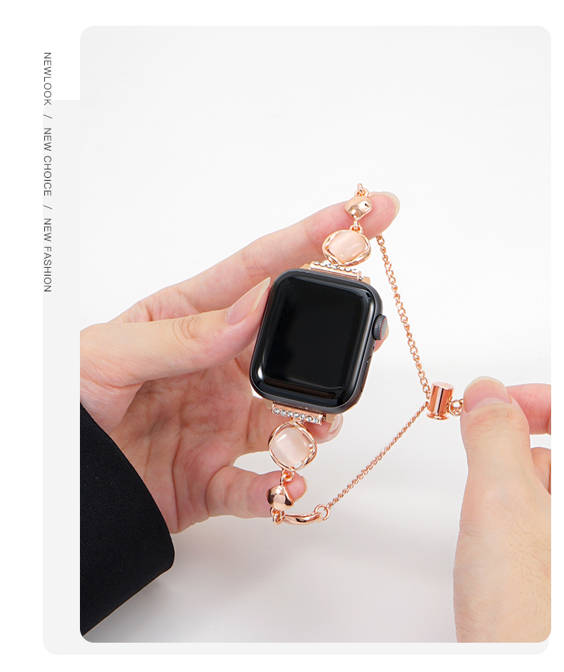 水晶貓眼石錶帶適用apple watch