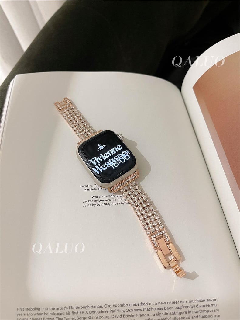 奢華鑲鑽小香風錶帶適用apple watch