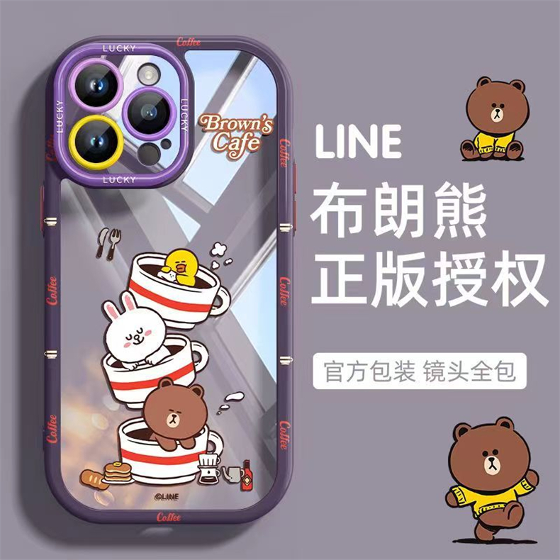 "可愛布朗熊全包鏡頭iPhone保護殼/